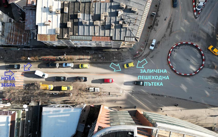 С 50 метра на изток се измества пешеходната пътека от типа „Зебра“ на улица „Васил Левски“ във Велико Търново, която до сега беше пред Студентски стол №2 и „Скай Център“.