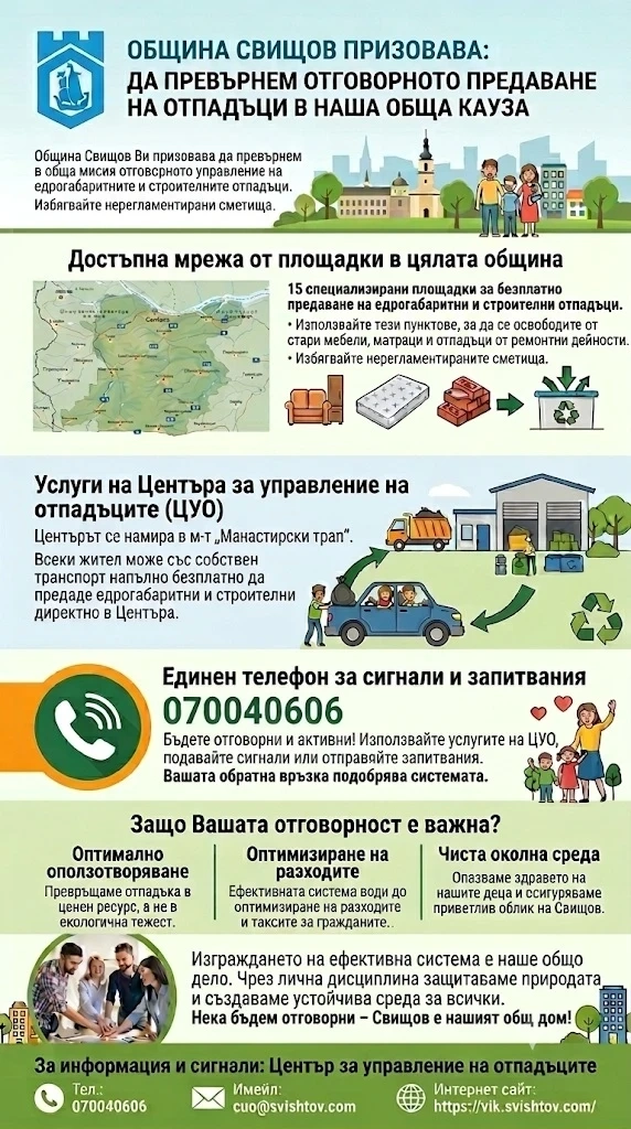 Община Свищов апелира към гражданите да използват активно изградената инфраструктура за управление на отпадъците